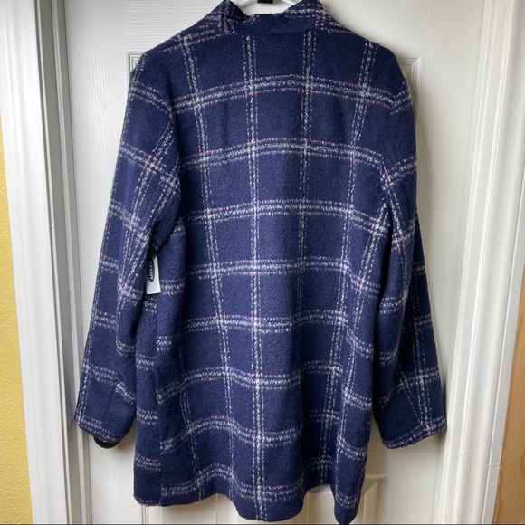 OLD NAVY Relaxed Textured Plaid Button-Front Coat - Picture 2 of 3